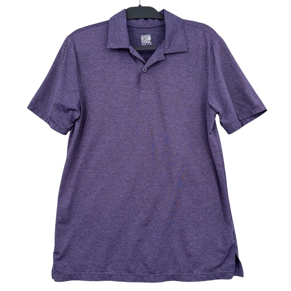 Weatherproof 32 Degrees Cool Mens Medium Polyester‎ Spandex Purple Polo Shirt